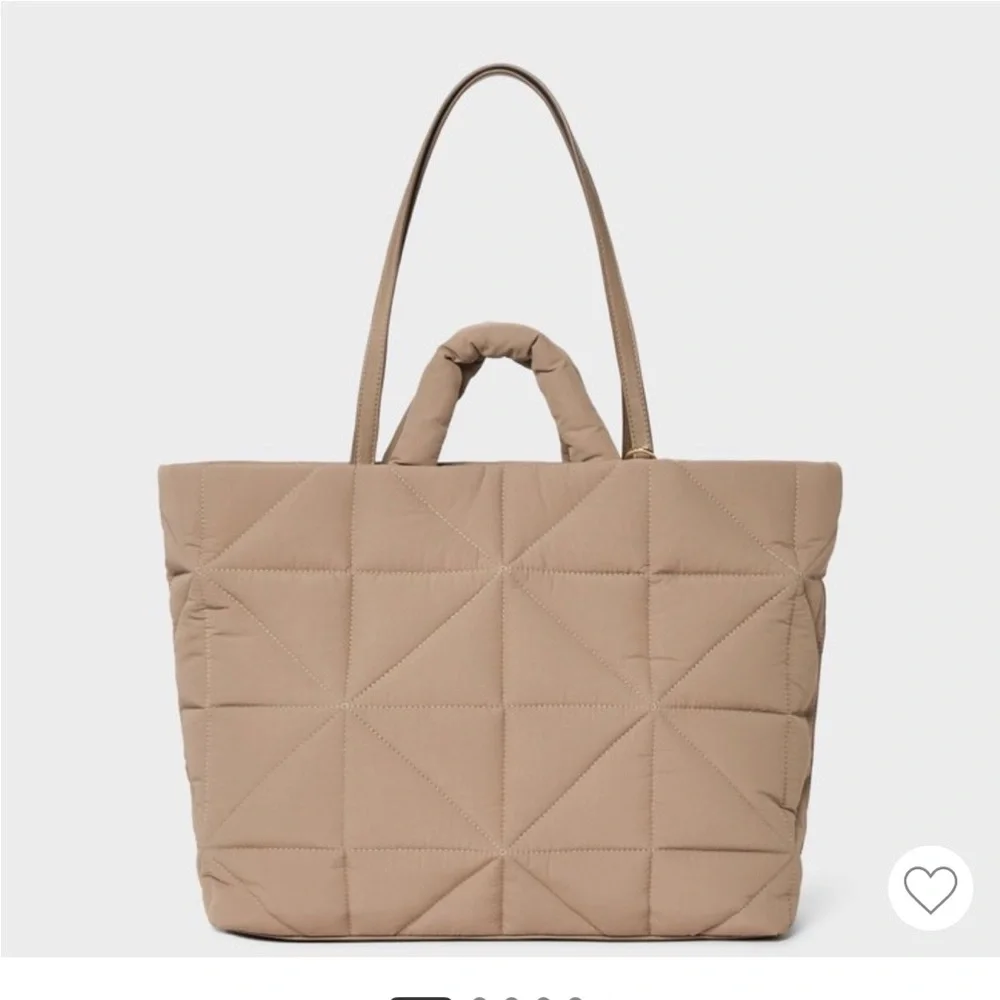 Target Quilted Beige Kate Tote Bag - Picture 1 of 15